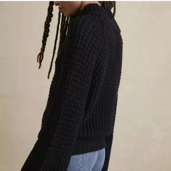 Anthropologie Maeve Dionne Cozy Black Knit Sweater XS NEW NWT Bell Sleeve RARE